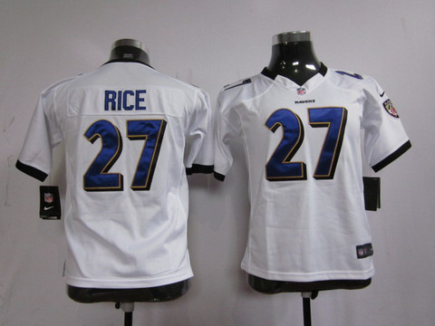 NFL Youth Jersey Nike White Baltimore Ravens 27 Rutgers Ray Rice